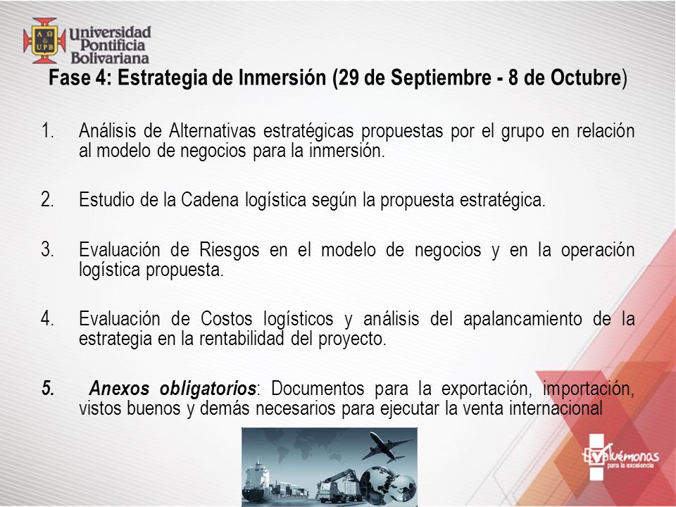 Fase 4: Estrategia de Inmersión (29 de Septiembre - 8 de Octubre)