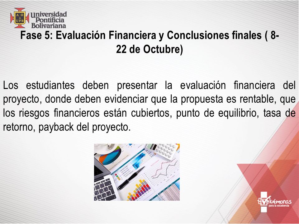 Fase 5: Evaluación Financiera y Conclusiones finales ( 8-22 de Octubre)