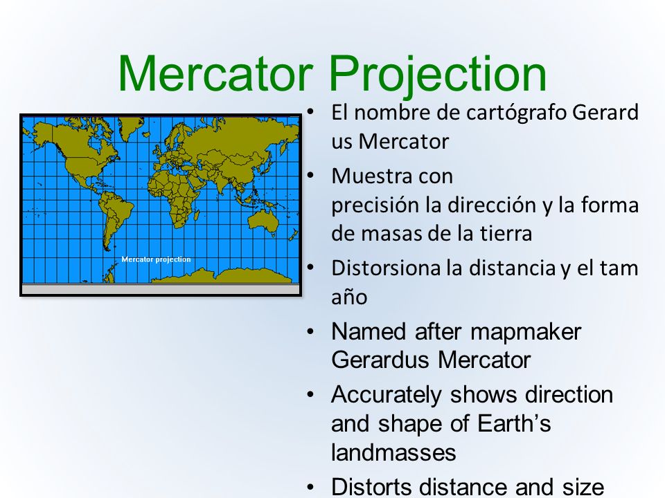 Mercator Projection El nombre de cartógrafo Gerardus Mercator