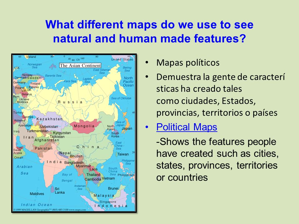 What different maps do we use to see natural and human made features