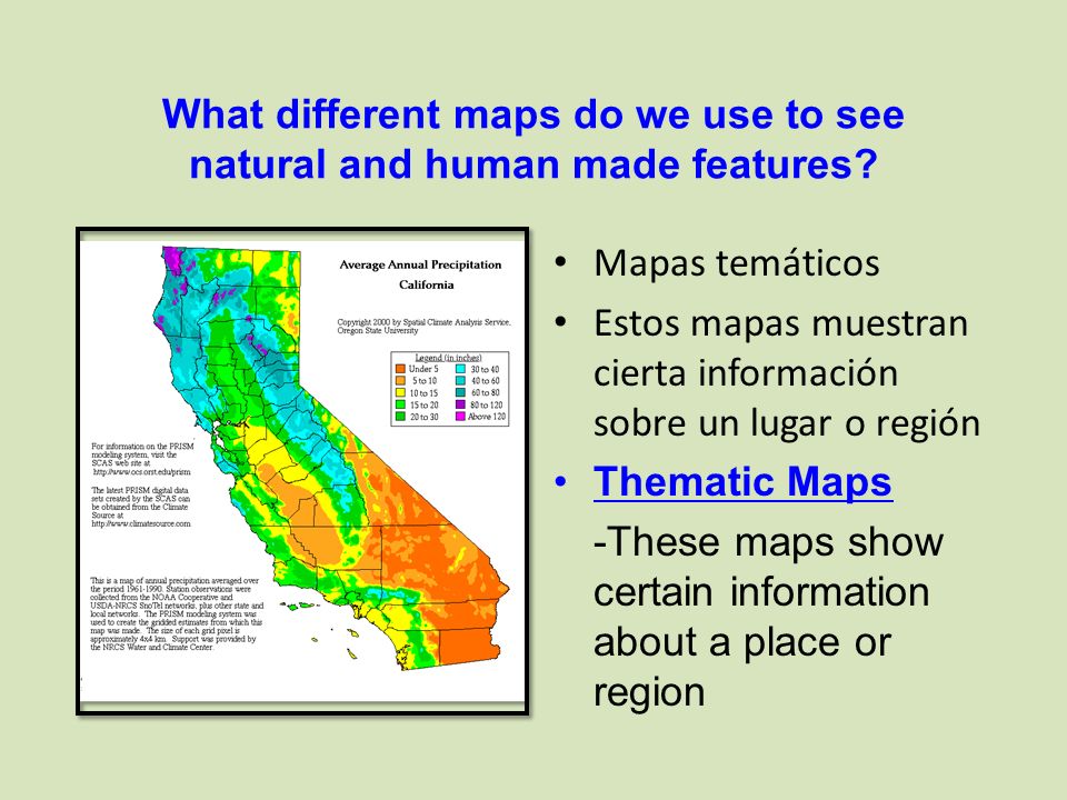 What different maps do we use to see natural and human made features
