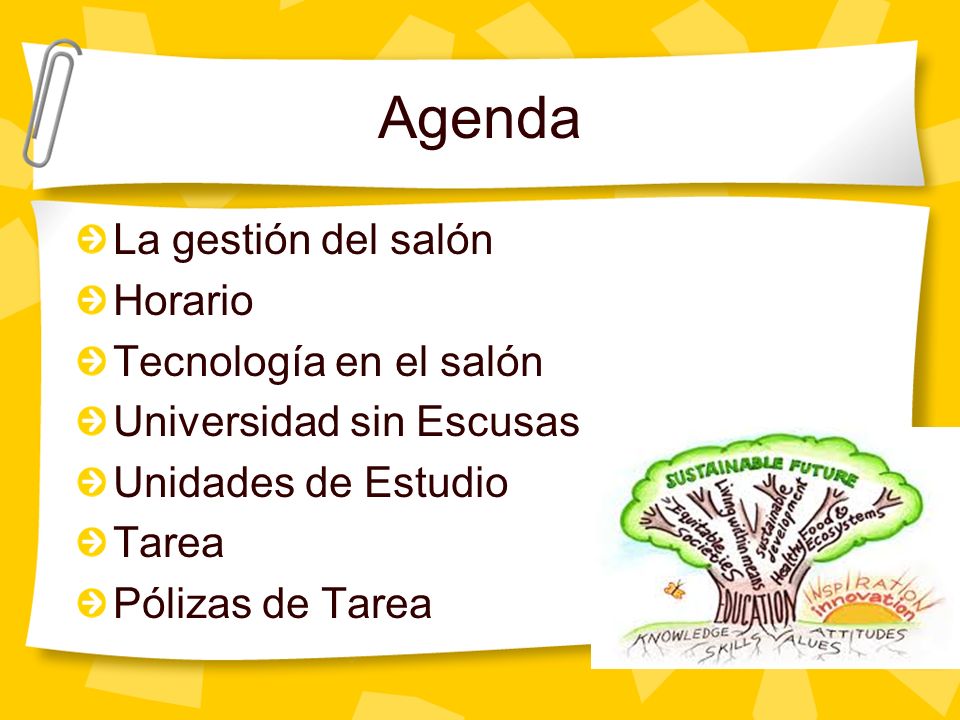Agenda La gestión del salón Horario Tecnología en el salón