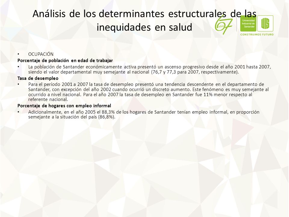 Análisis de los determinantes estructurales de las inequidades en salud