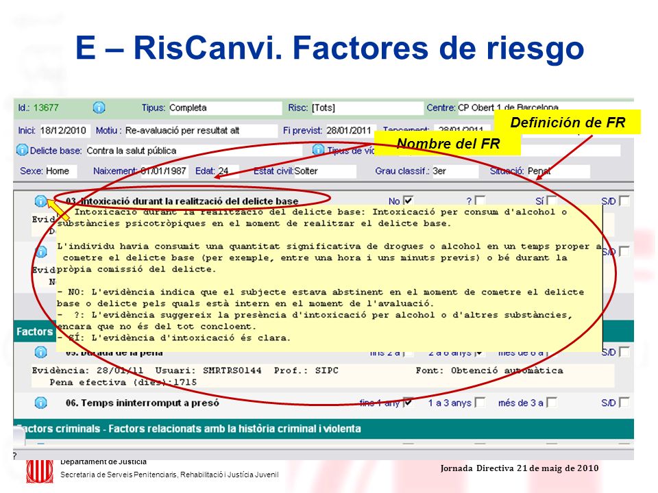 E – RisCanvi. Factores de riesgo