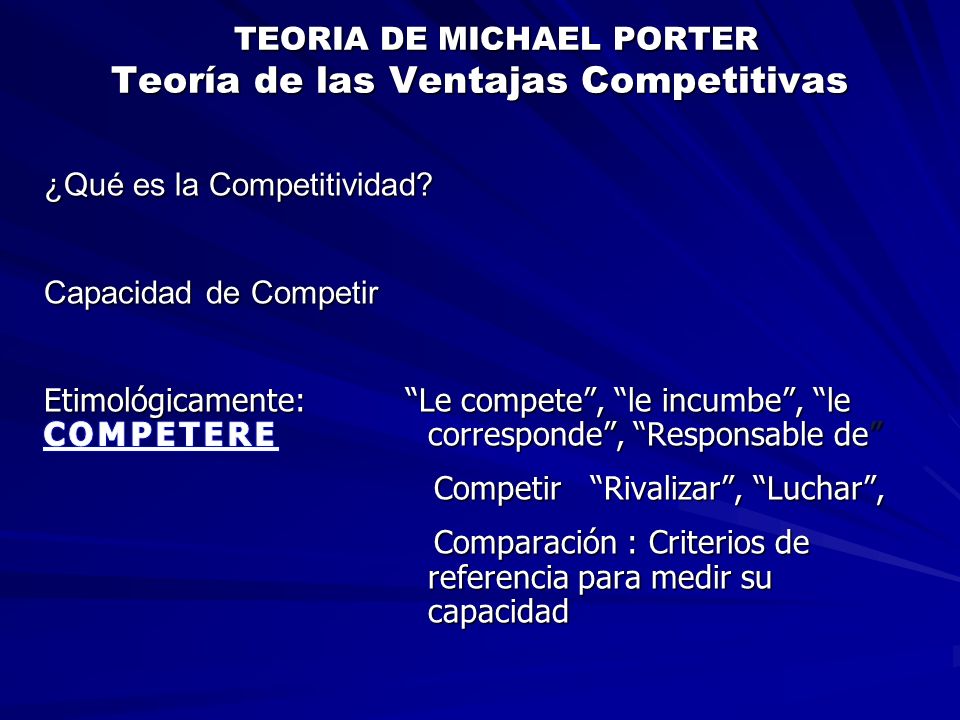TEORIA DE MICHAEL PORTER Teoría de las Ventajas Competitivas