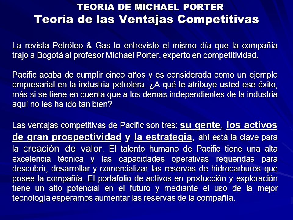 TEORIA DE MICHAEL PORTER Teoría de las Ventajas Competitivas