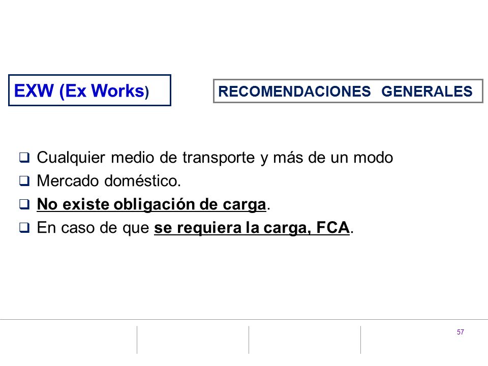 EXW (Ex Works) Cualquier medio de transporte y más de un modo