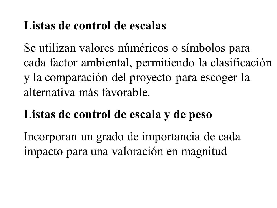 Listas de control de escalas