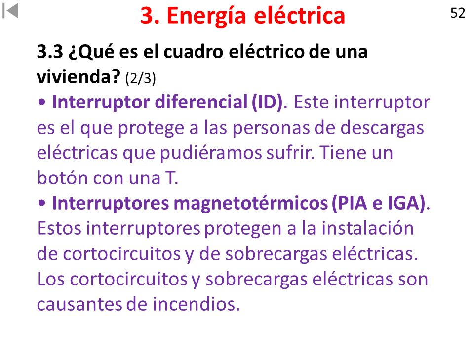 3. Energía eléctrica ¿Qué es el cuadro eléctrico de una vivienda (2/3)