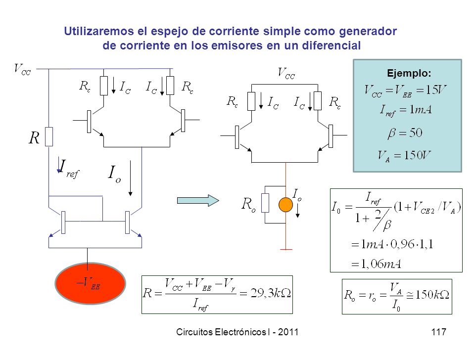 Utilizaremos el espejo de corriente simple como generador