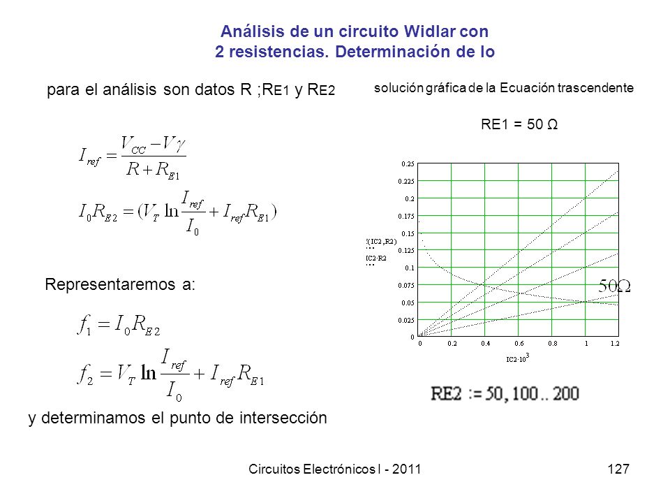 Análisis de un circuito Widlar con 2 resistencias. Determinación de Io