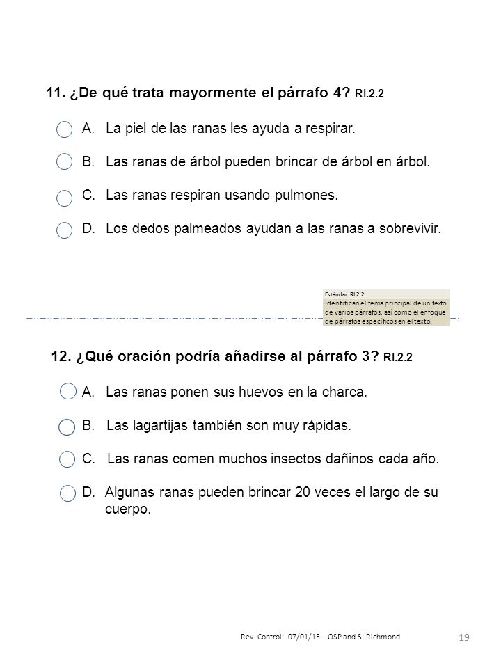 11. ¿De qué trata mayormente el párrafo 4 RI.2.2