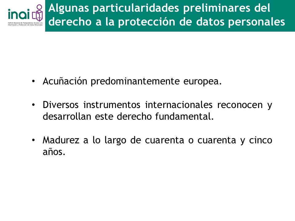 Algunas particularidades preliminares del derecho a la protección de datos personales