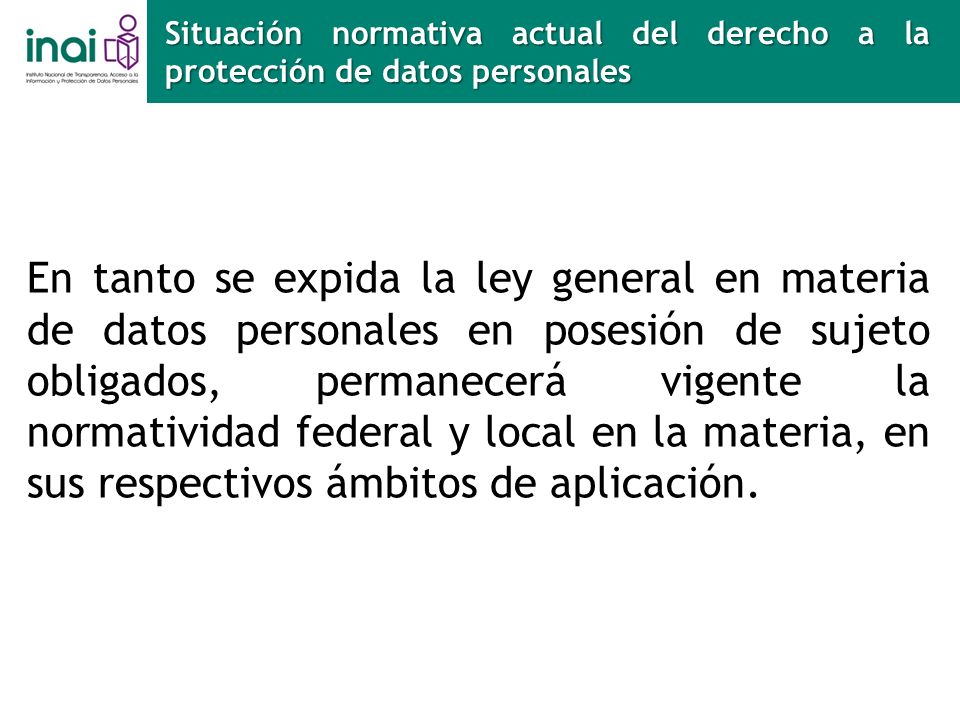 Situación normativa actual del derecho a la protección de datos personales