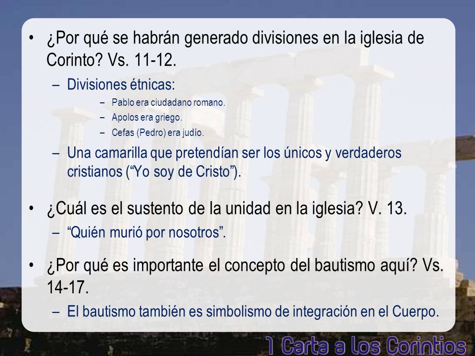 ¿Cuál es el sustento de la unidad en la iglesia V. 13.