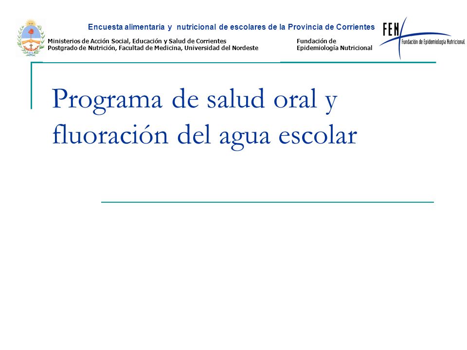 Programa de salud oral y fluoración del agua escolar