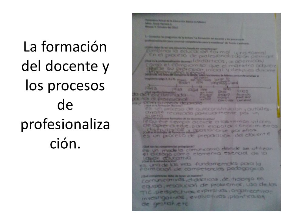 La formación del docente y los procesos de profesionalización.
