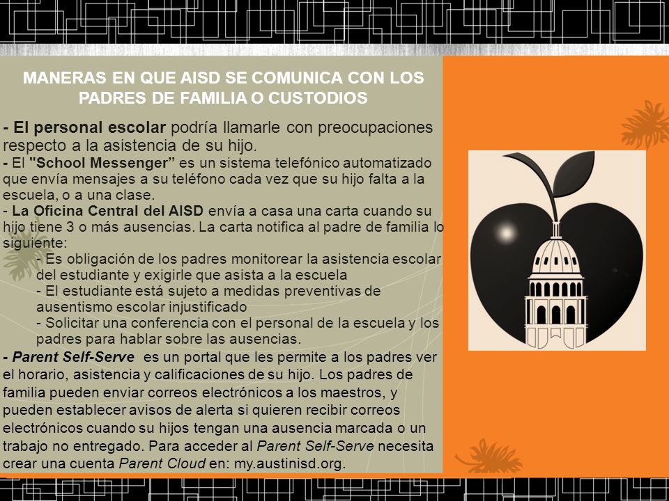 MANERAS EN QUE AISD SE COMUNICA CON LOS PADRES DE FAMILIA O CUSTODIOS