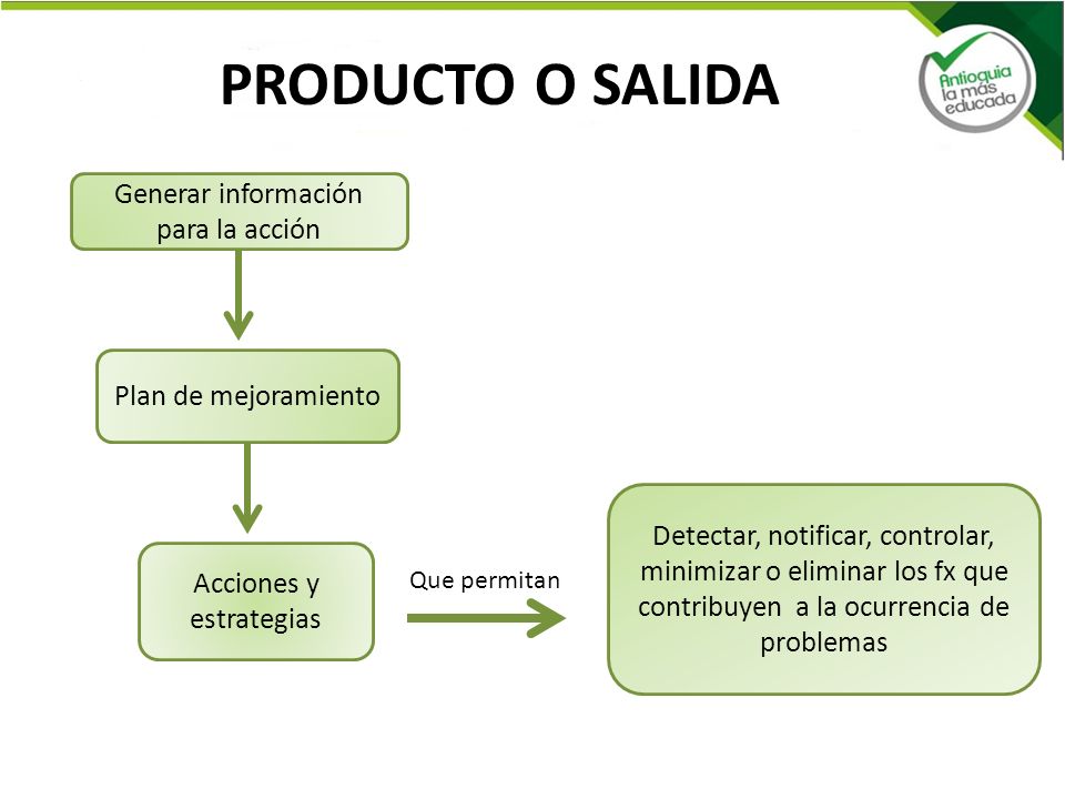 PRODUCTO O SALIDA Generar información para la acción