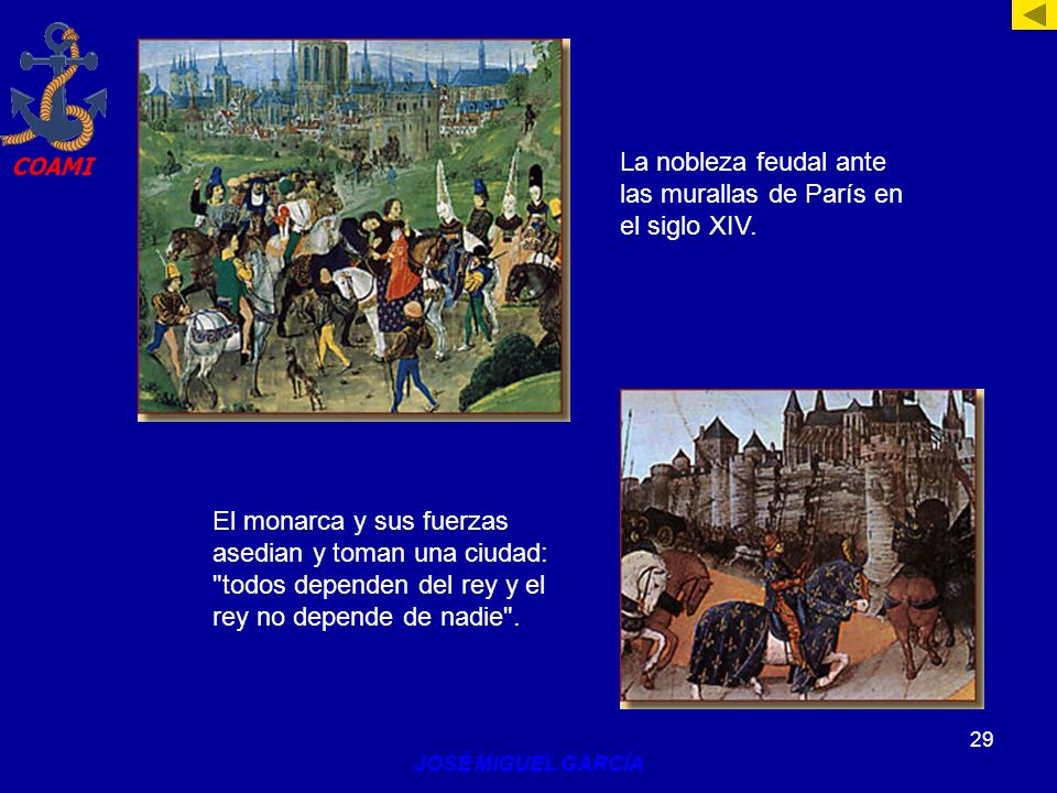 La nobleza feudal ante las murallas de París en el siglo XIV.