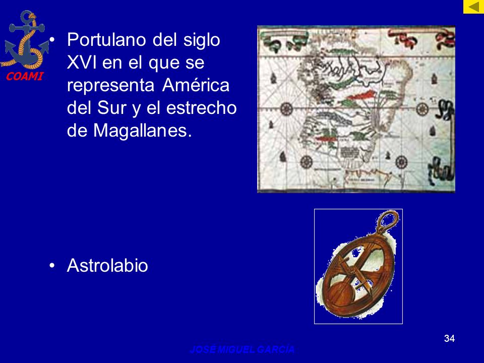 Portulano del siglo XVI en el que se representa América del Sur y el estrecho de Magallanes.