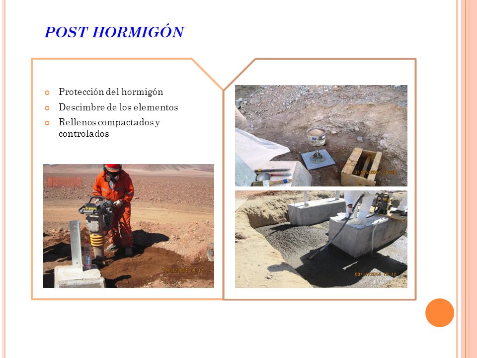 POST HORMIGÓN Protección del hormigón Descimbre de los elementos