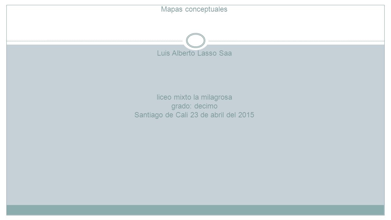 Mapas conceptuales Luis Alberto Lasso Saa liceo mixto la milagrosa grado: decimo Santiago de Cali 23 de abril del 2015