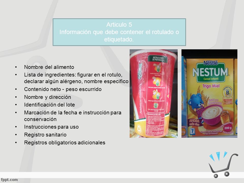 Información que debe contener el rotulado o etiquetado.