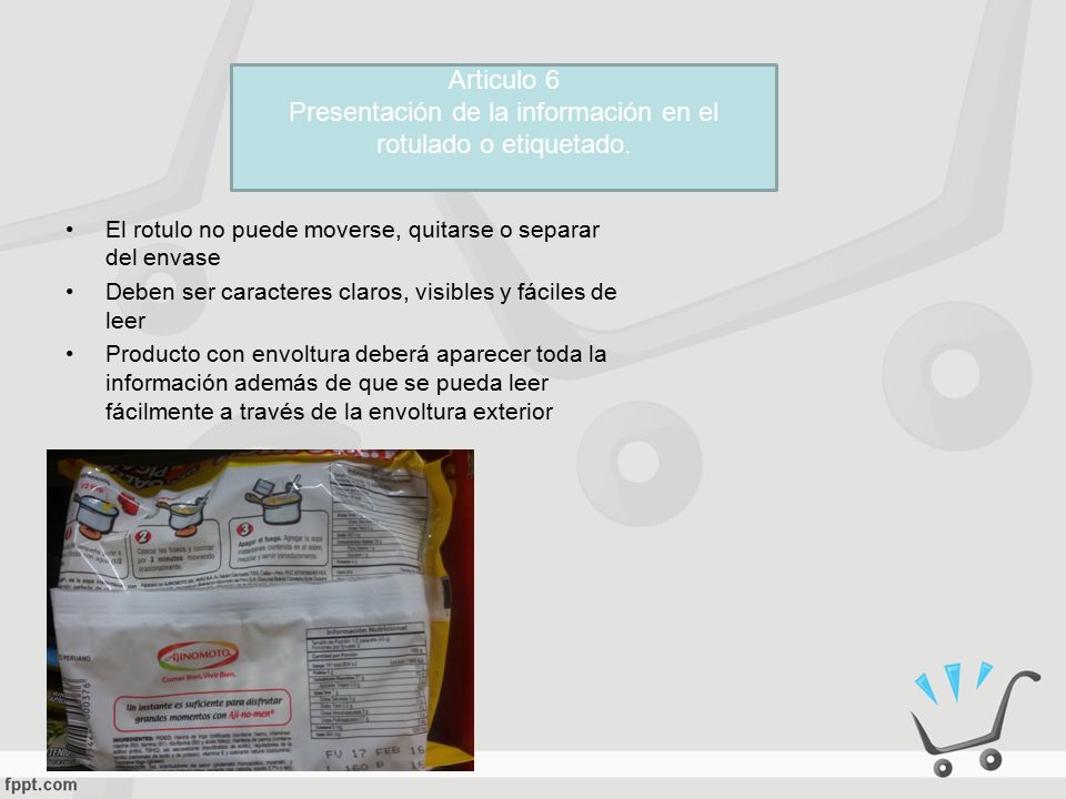 Presentación de la información en el rotulado o etiquetado.