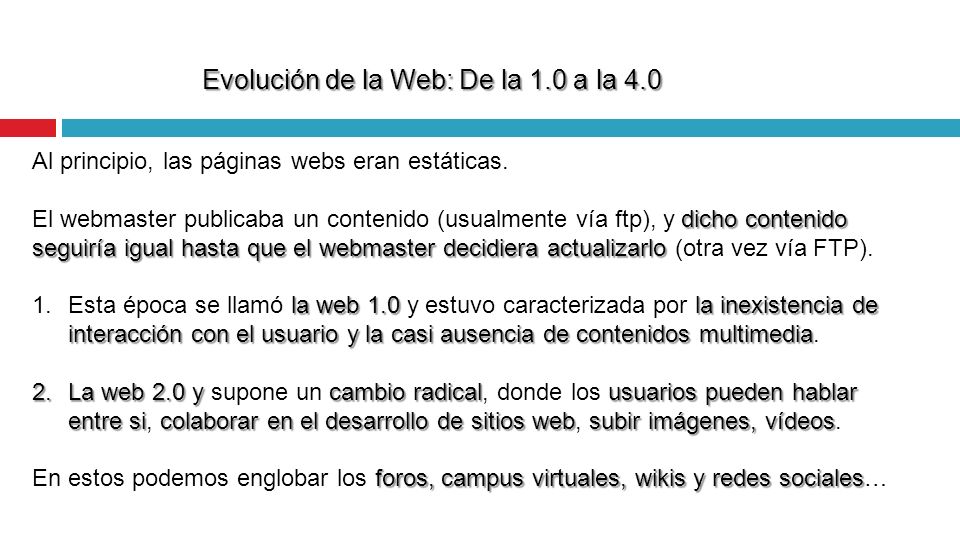 Evolución de la Web: De la 1.0 a la 4.0