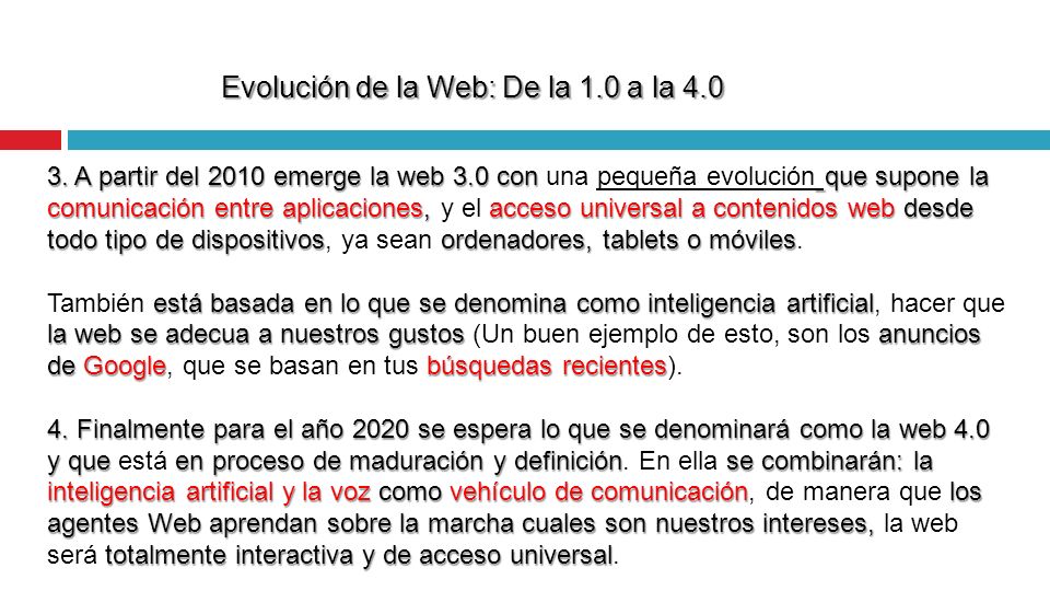 Evolución de la Web: De la 1.0 a la 4.0