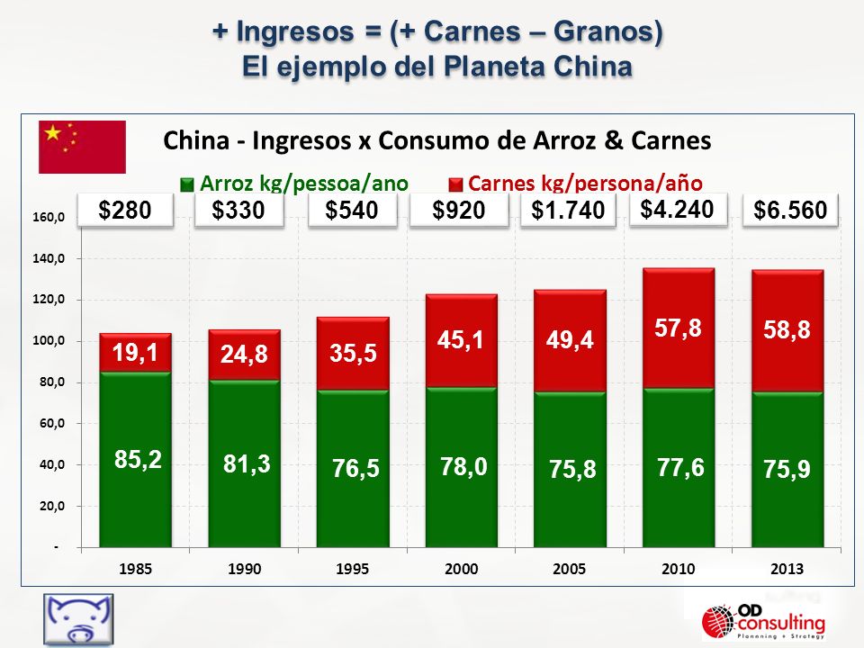 + Ingresos = (+ Carnes – Granos) El ejemplo del Planeta China