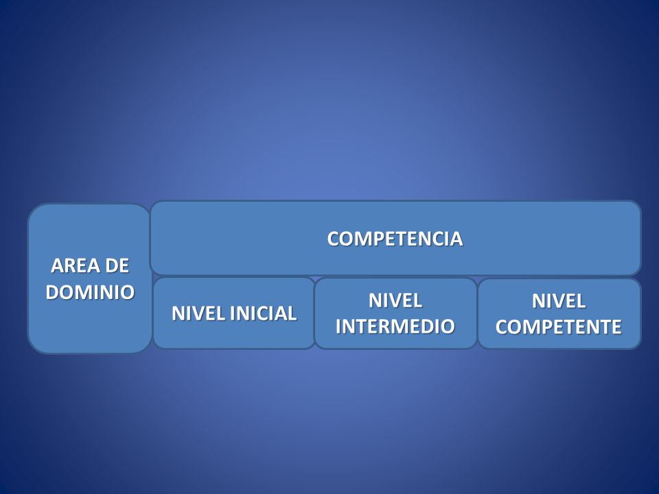 AREA DE DOMINIO COMPETENCIA NIVEL INICIAL NIVEL INTERMEDIO NIVEL COMPETENTE