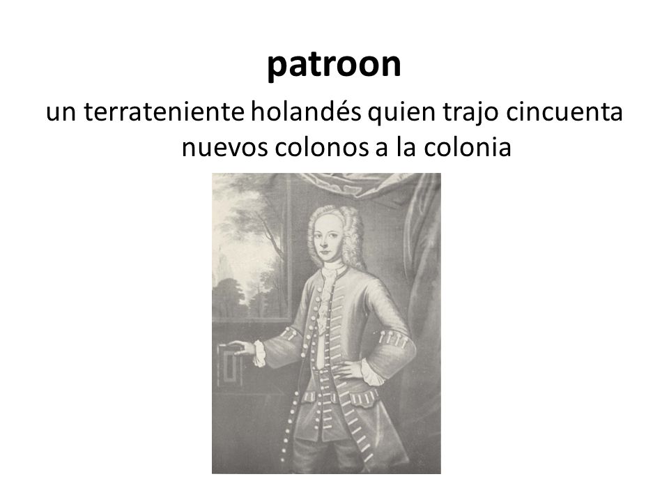 patroon un terrateniente holandés quien trajo cincuenta nuevos colonos a la colonia