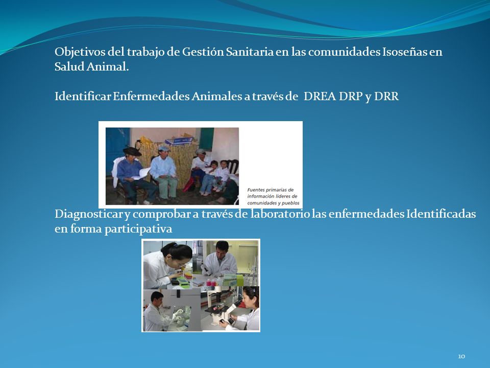 Objetivos del trabajo de Gestión Sanitaria en las comunidades Isoseñas en
