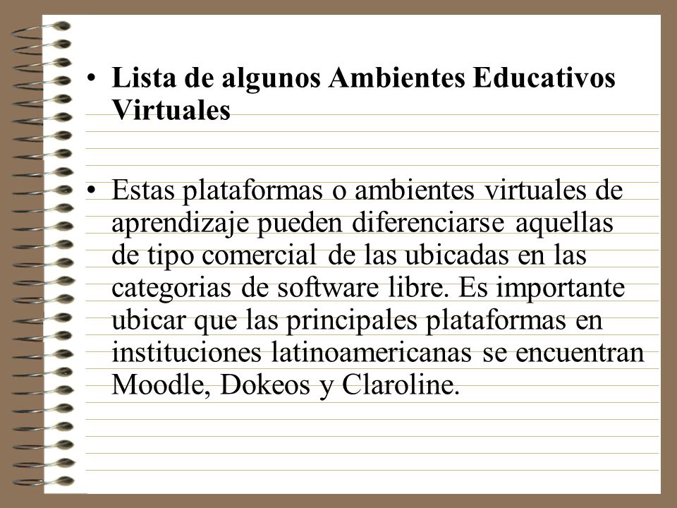 Lista de algunos Ambientes Educativos Virtuales