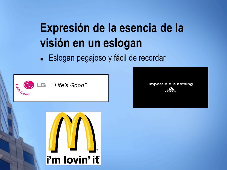 Expresión de la esencia de la visión en un eslogan