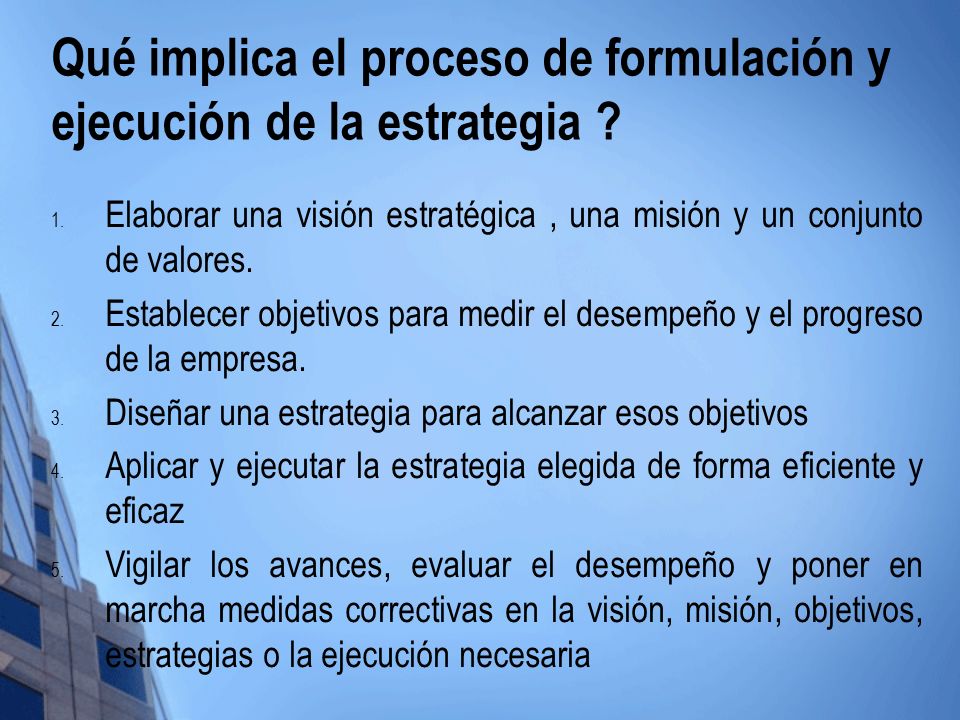 Qué implica el proceso de formulación y ejecución de la estrategia
