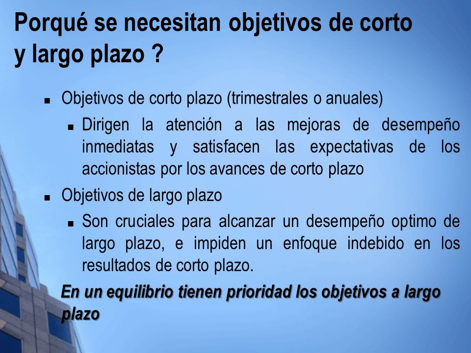 Porqué se necesitan objetivos de corto y largo plazo