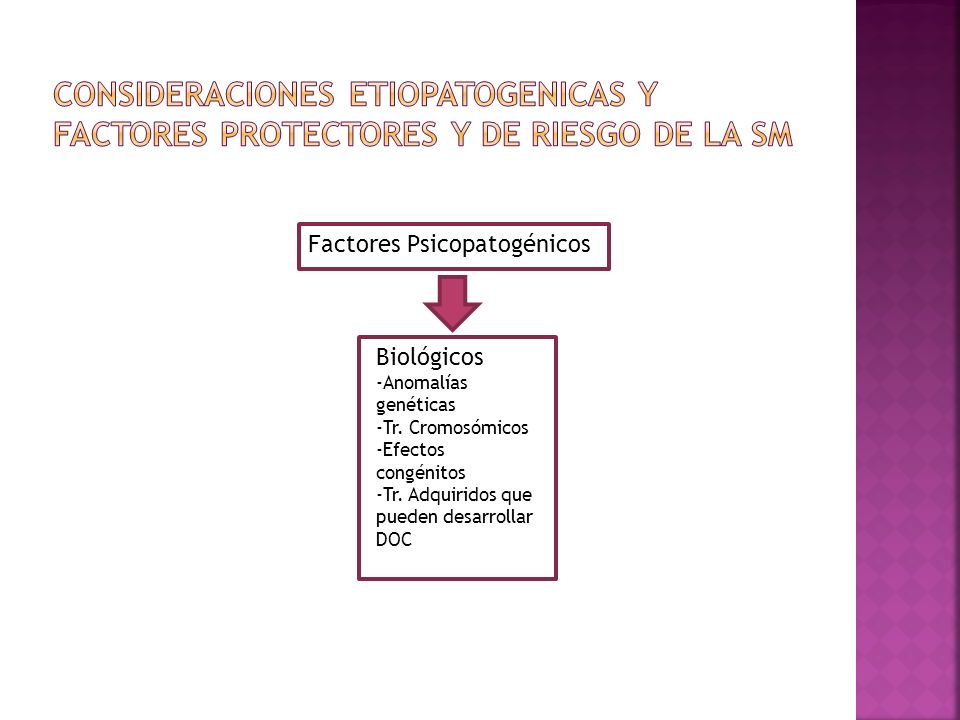 CONSIDERACIONES ETIOPATOGENICAS Y FACTORES PROTECTORES Y DE RIESGO DE LA sm
