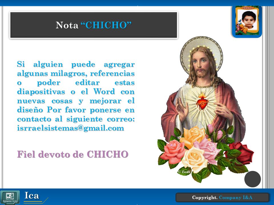 Nota CHICHO Fiel devoto de CHICHO Ica