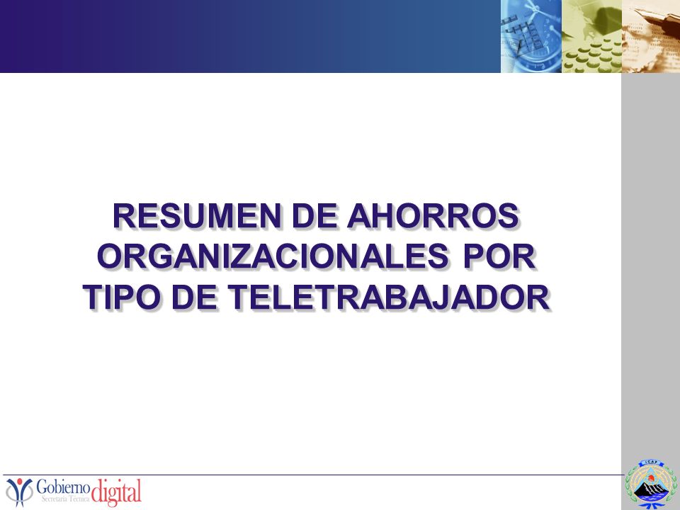 RESUMEN DE AHORROS ORGANIZACIONALES POR TIPO DE TELETRABAJADOR