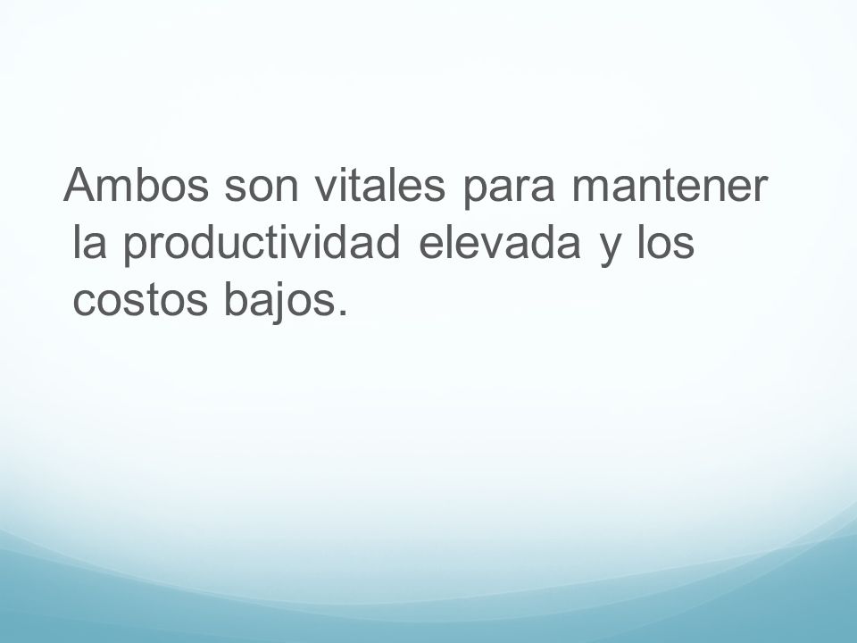 Ambos son vitales para mantener la productividad elevada y los costos bajos.