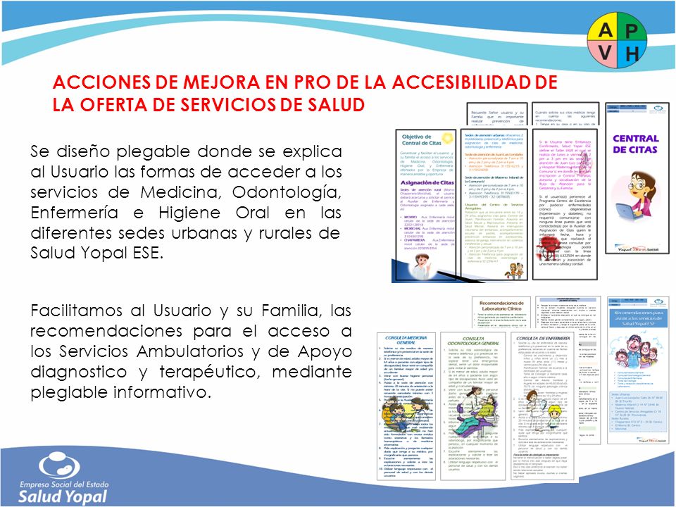 ACCIONES DE MEJORA EN PRO DE LA ACCESIBILIDAD DE LA OFERTA DE SERVICIOS DE SALUD