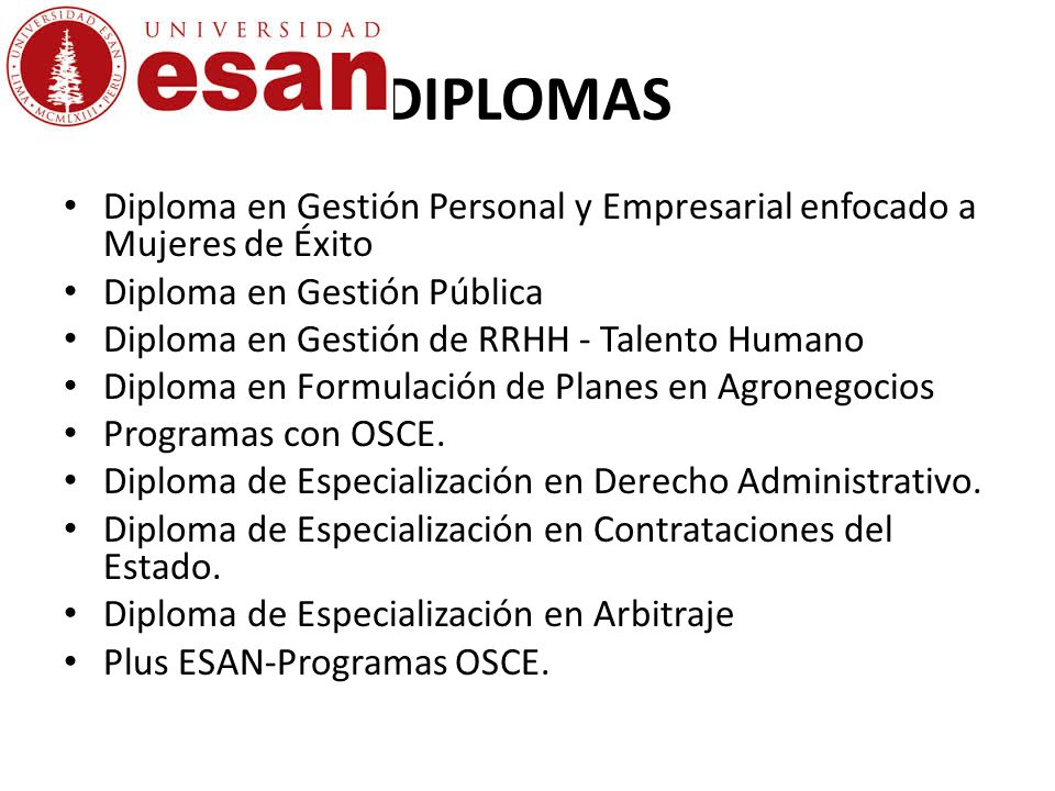 DIPLOMAS Diploma en Gestión Personal y Empresarial enfocado a Mujeres de Éxito. Diploma en Gestión Pública.