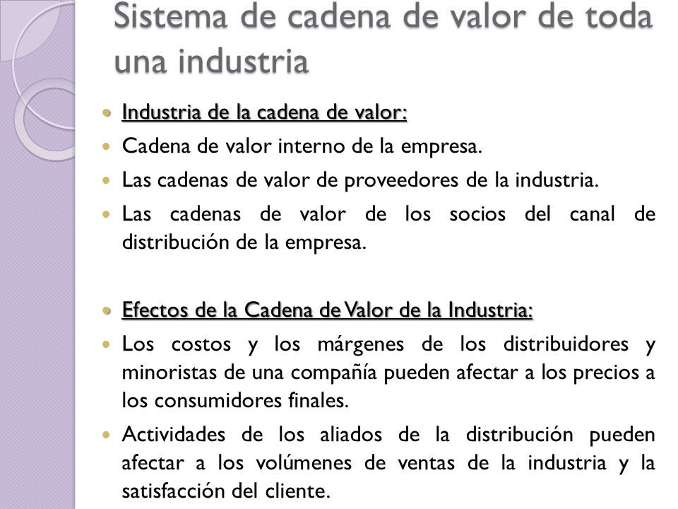 Sistema de cadena de valor de toda una industria