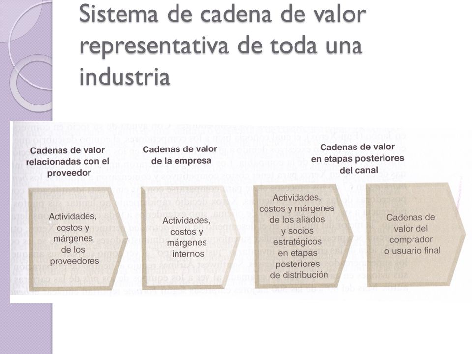Sistema de cadena de valor representativa de toda una industria