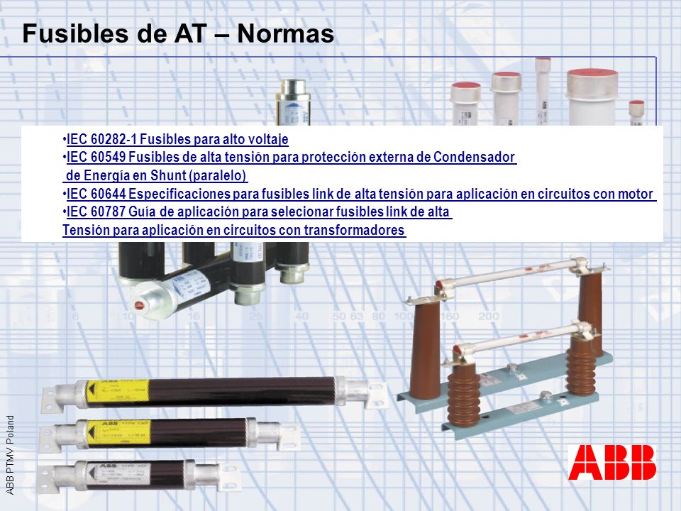 Fusibles de AT – Normas IEC Fusibles para alto voltaje