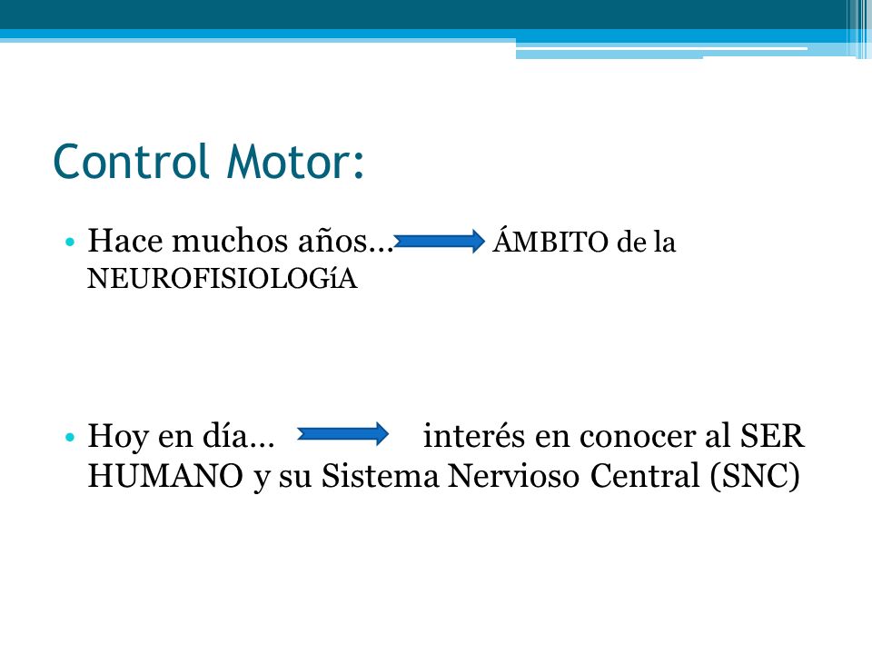 Control Motor: Hace muchos años... ÁMBITO de la NEUROFISIOLOGíA