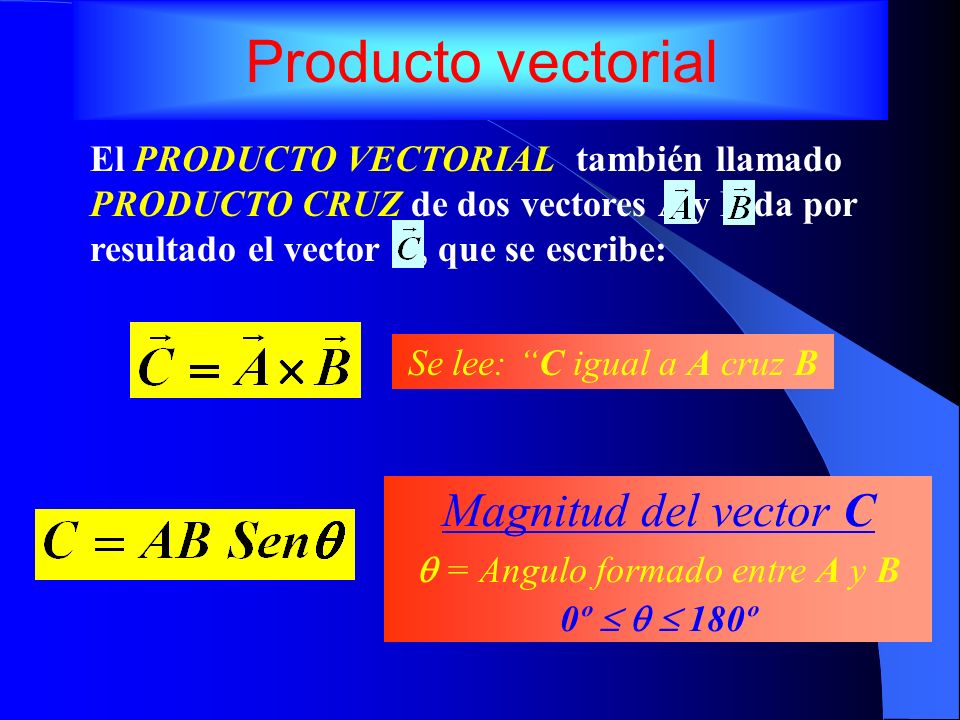Producto vectorial Magnitud del vector C